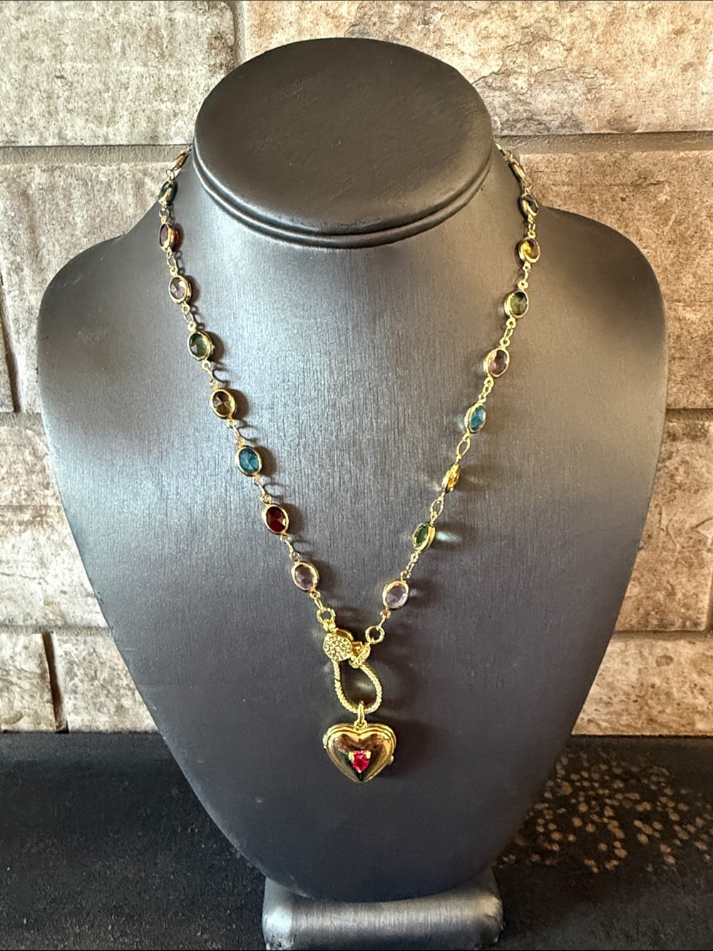 Freida Rothman Multi color necklace with a heart pendant